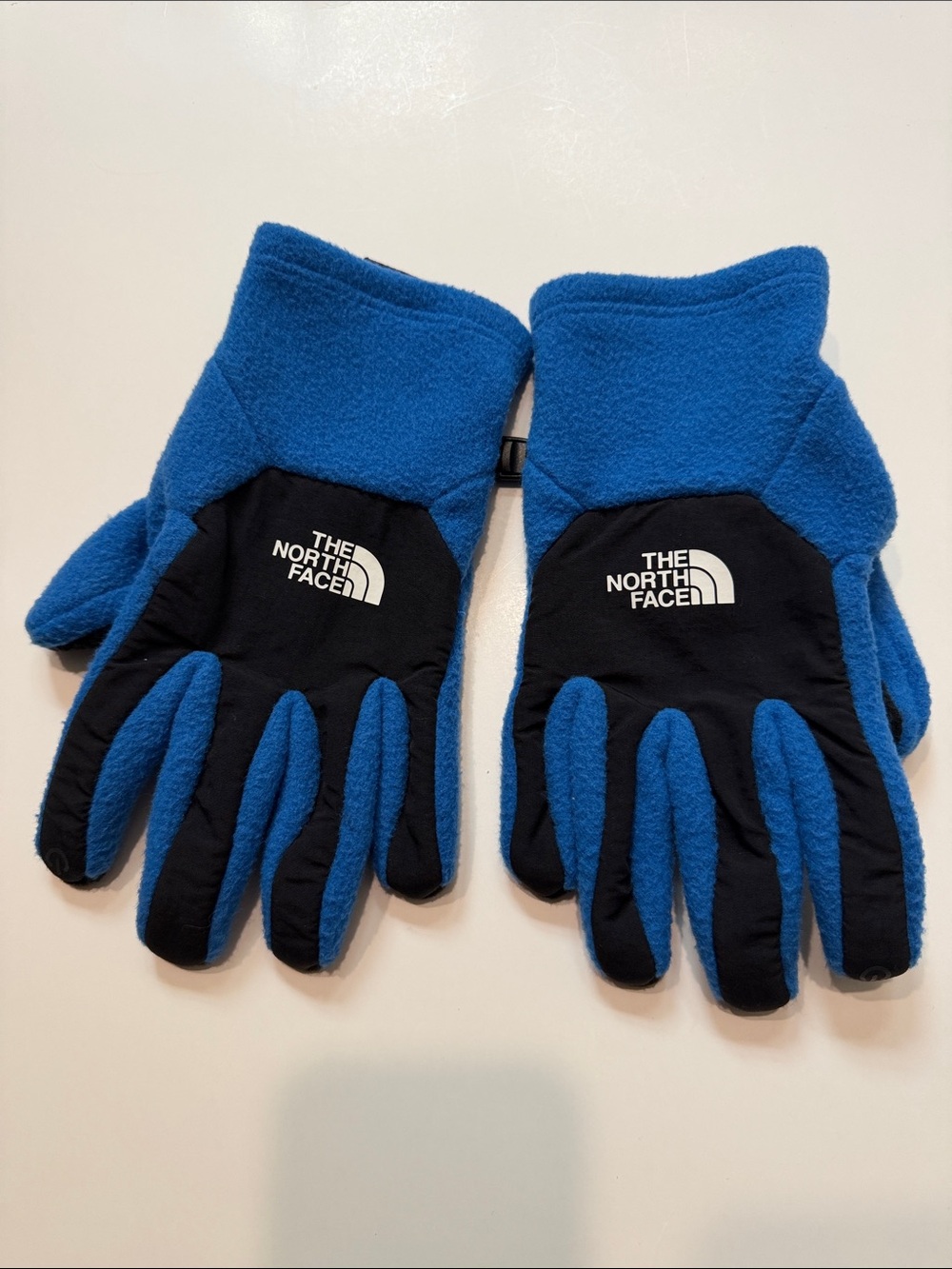 The North Face Black and Blue Fleece Gloves YL